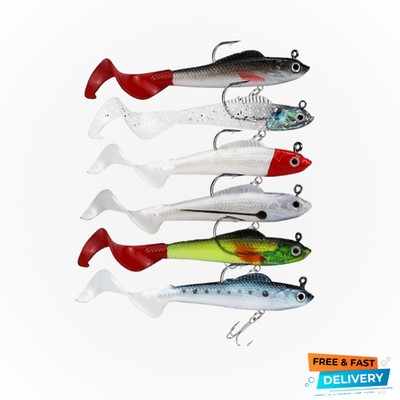 Bass Fishing Lures - Soft Swimbait Jig Heads 6 Pack Saltwater Fresh