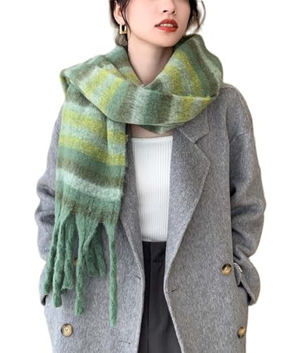 Winter Women Warm Scarf Long Shawl Large Scarves Cold Weather Green Yellow 22 - Picture 4 of 4