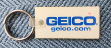 Geico Auto Repair Xpress White Rubber Promotion Keychain Vintage 2.5" x 1.25"