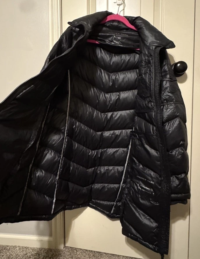Abrigo Andrew Marc Puffer Talla L Empaquetable Ligero Premium Plumón Largo Abrigo Negro Foto 3 de 4