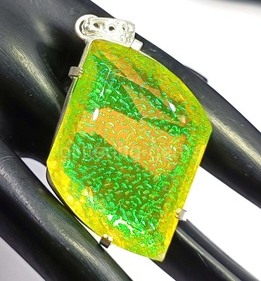 Natural 90.00 Ct Bi Color Opal 925 Solid Silver Pendant Fancy Cut Gemstone 5DDH