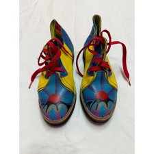 Vintage Hand Painted Leather Oxford Shoes Multi-Color