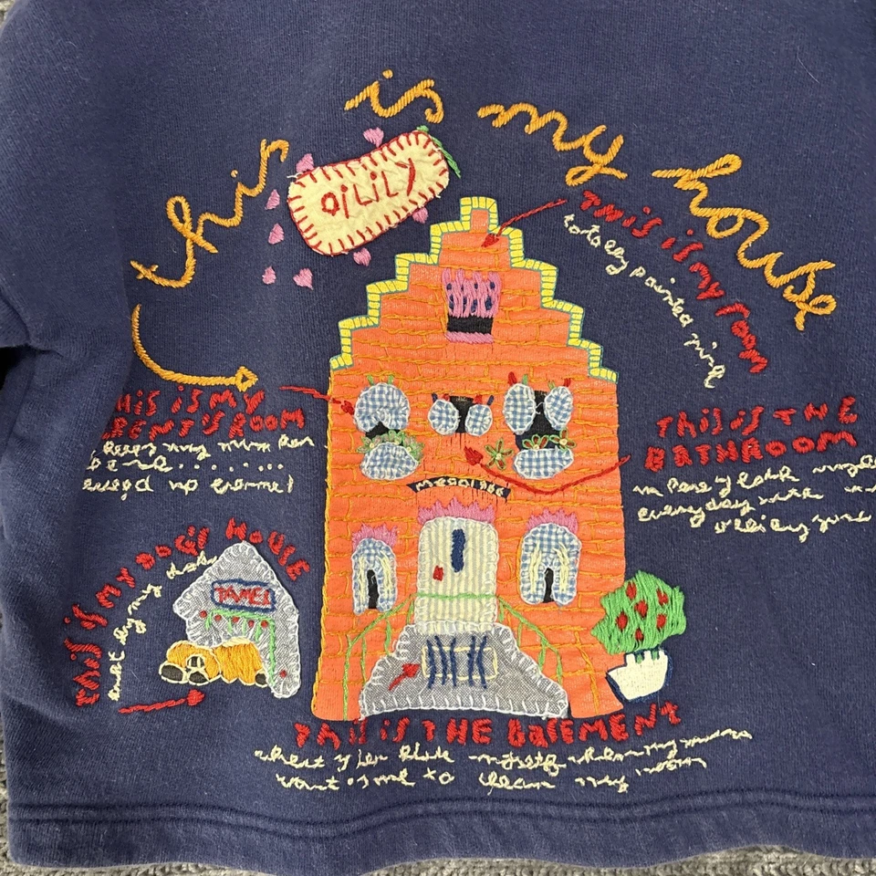 Vtg Oilily Toddler Girl Sweatshirt This Is My House Embroidered Sz 4t Boho - Image 2 of 4
