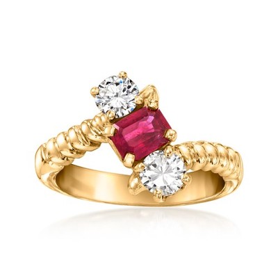 Vint Ruby & Diamond Rng in 14k Gold Size 6
