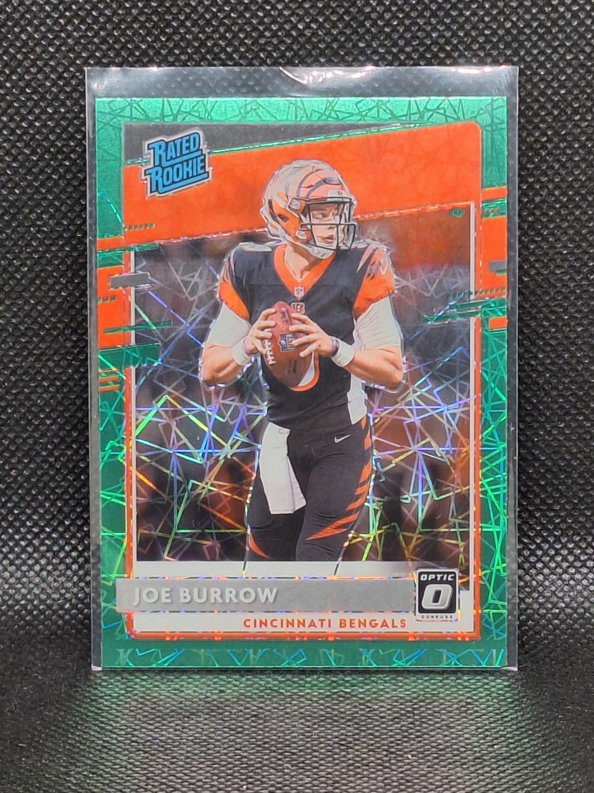 2020 Donruss Optic Joe Burrow Rated Rookies Green Velocity Prizm #151 Rookie RC