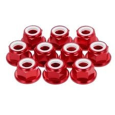 10 Pcs M8 Pitch 1.25mm Aluminum Alloy Lock Nuts, Red
