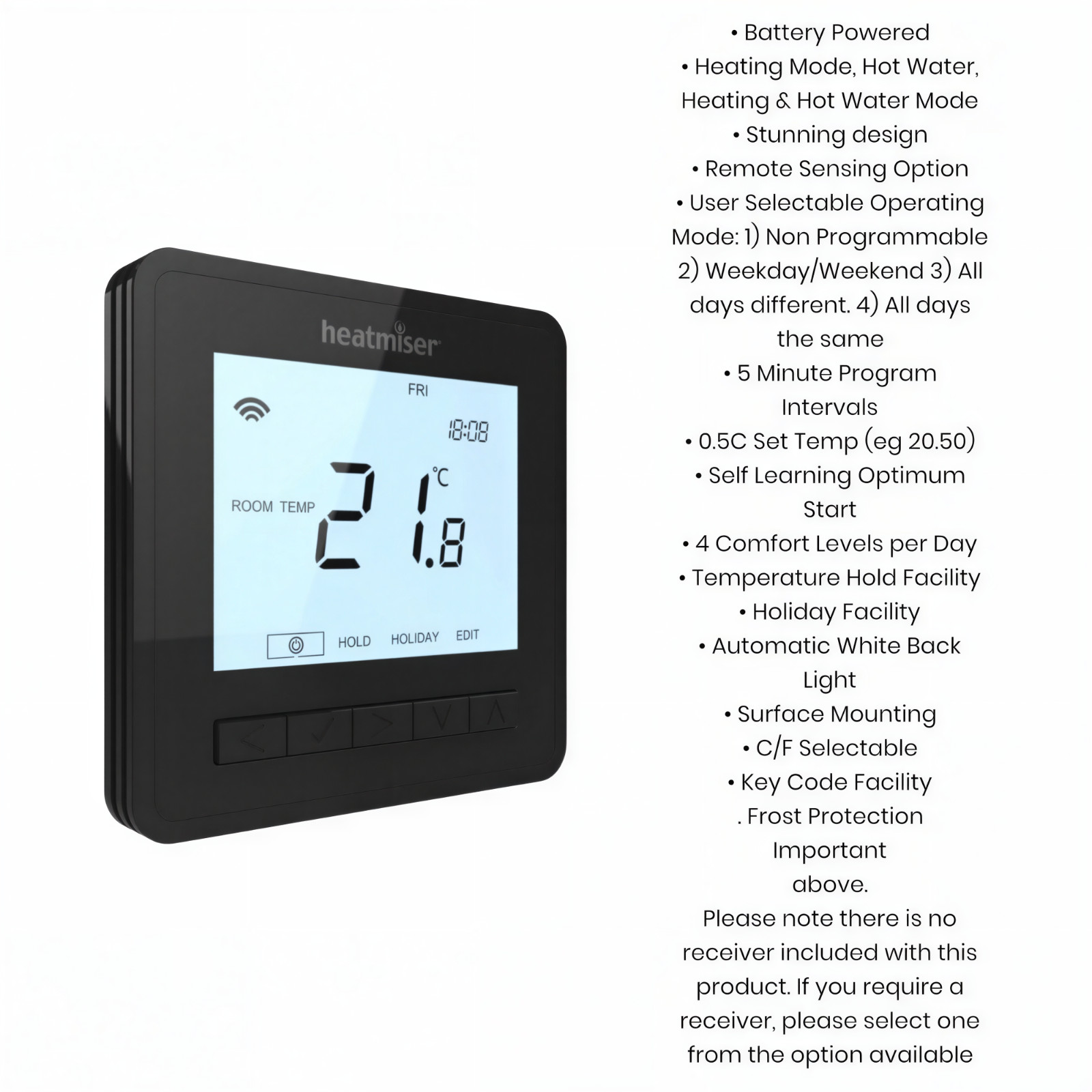 Heatmiser NeoAir V3 Smart Wireless Programmable Room Thermostat Black