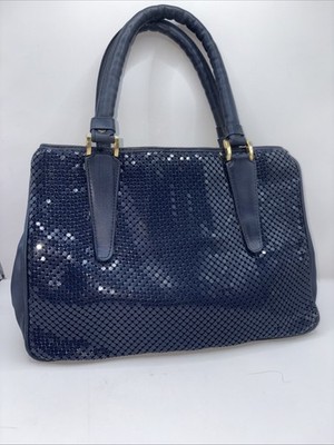 Vintage Whiting & Davis Midnight Navy Blue Metal Mesh Shoulder Tote Bag