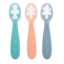 Nuby 3-Stage Baby's First Spoons Set - 3 Pack - 6 Small, Teal, Peach,  Blue