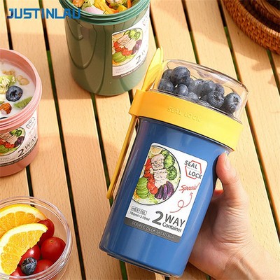 JUSTINLAU 790ml/990ml Salad Oatmeal Cup Breakfast Cup Cereal Nut Yogurt