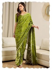 Ready to Wear 1-Minute Saree Indian Wedding Sari with Unstitched Blouse Piece