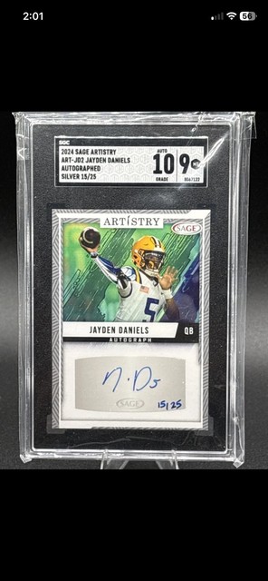 2024 Sage Artistry Silver Jayden Daniels Rc AUTO /25 SSP ROY SGC 9/10 POP 1/1