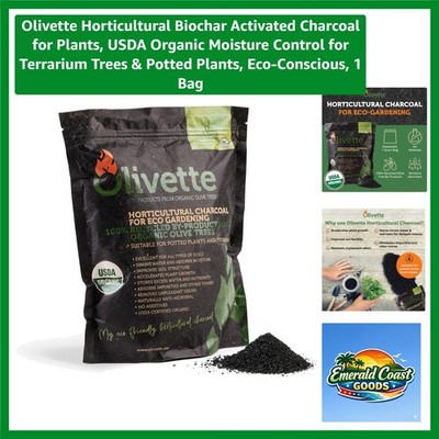 Horticultural Biochar Activated Charcoal for Plants, USDA Organic Moisture Co...