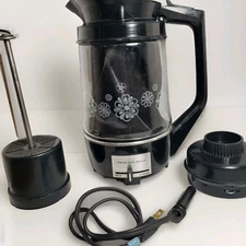 Vintage MCM Proctor-Silex 10 Cup Electric Percolator Coffee Maker w 70's Flowers