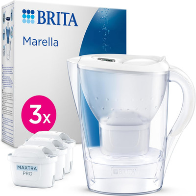 BRITA Wasserfilterkanne Marella Weiß (2,4L) Inkl. 3X MAXTRA PRO Pure Performance