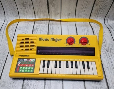Vintage 1986 V-Tech Music Major Electronic Keyboard Yellow W Strap Tested No Mic