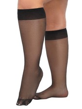 6 Pairs Plus Size Sheer Knee High Stockings for Women 15D Nylons Trouser Sock...