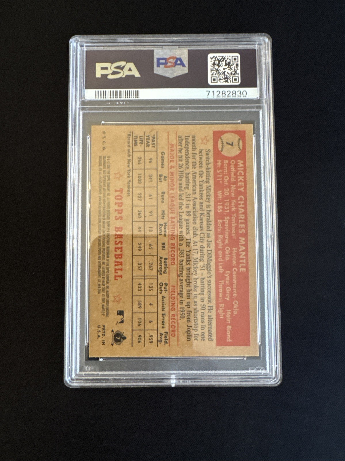 2007 Topps ‘52 Mickey Mantle #7 PSA 10 view 5