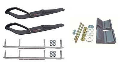 C&A Pro Black Razor Snowmobile Skis w/ 7.5'' Shaper Bars Complete Kit 2012+