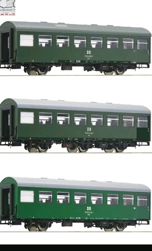 ROCO 74071 3-Teil. Personenwagenset Rekowagen 2 Und 3achs. Grün DR Ep.IV Neu. | Zustand: Neu
