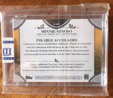 Minnie Minoso 2012 TOPPS Autographed Issue Tribute Baseball Card