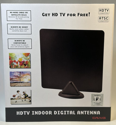 Craig HDTV Indoor Digital Antenna Get HD TV for Free New in Box