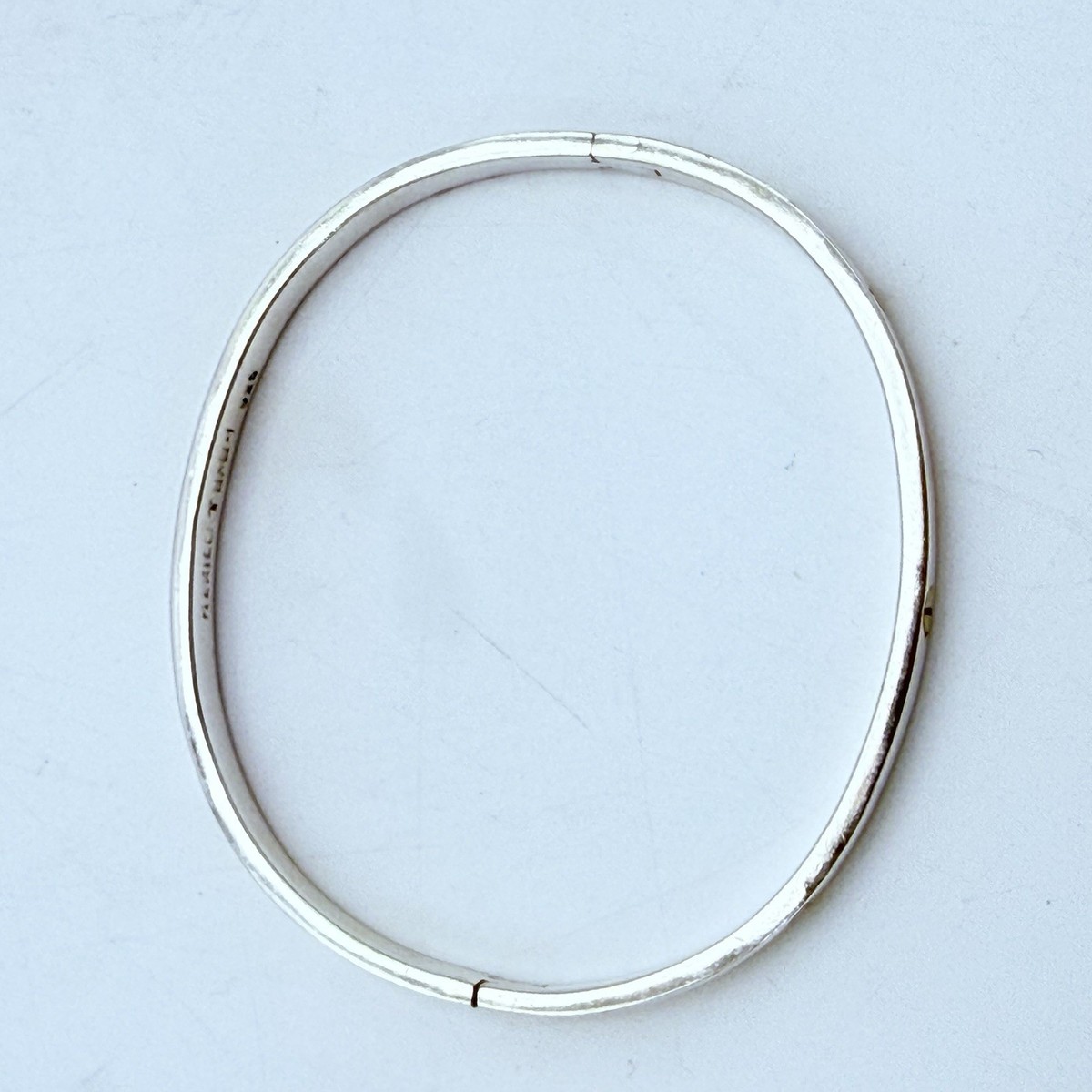 Vintage Taxco 925 Sterling Silver Hinged Bangle Bracelet Gold