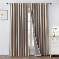100 Blackout Curtains 84 Inch Length 2 Panels Faux Linen Long Drapes for Bedroo