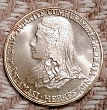 1979 Turkey Islamic Anatolic Bride BU  Silver 150 Lira - Light Rim Damage Pic