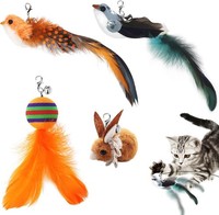 Katzenspielzeug Interaktiv Vogel Mit Federn 4 StüCk Ersatzfedern Mit GlöCkchen