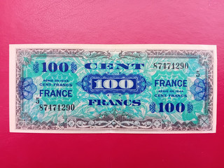 BILLET 100 FRANCS VERSO FRANCE SERIE DE 1944