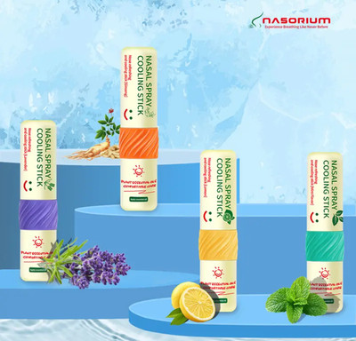 Nasal Inhaler Cooling Stick 4 Pack Sinus Relief Mint Lemon Lavender Ginseng