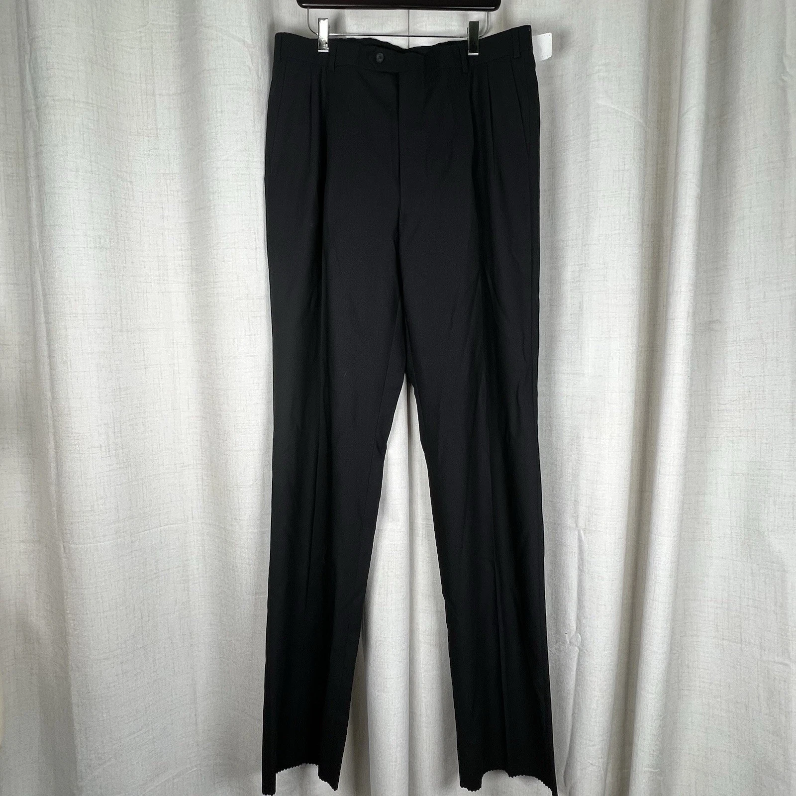 NEW! Stafford Travel Classic Fit Flat Front Black Dress Pants 36x39 Unhemmed