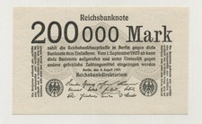 Germany 200000 Mark 9-8-1923 Pick 100 UNC Uncirculated Banknote
