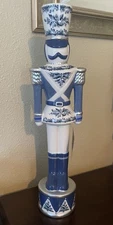 Southern Living Christmas Nutcracker Figurine Chinoiserie Blue 17.7" Holiday