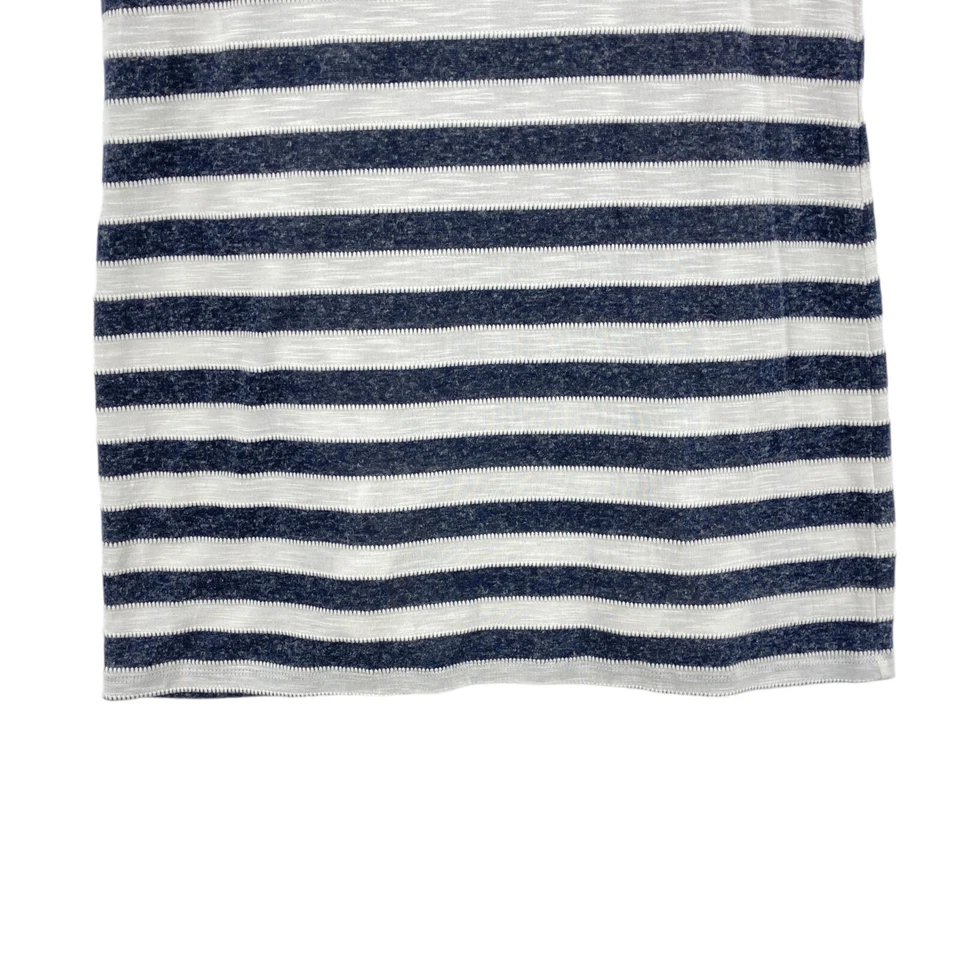 Espléndido Vestido sin Mangas para Mujer Grande Blanco Azul Marino Tejido a Rayas Mezcla de Viscosa Foto 3 de 4