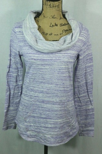 Lucy Activewear Size S Cowl Neck Pullover Sweatshirt 100% Cotton Purple Hoodie