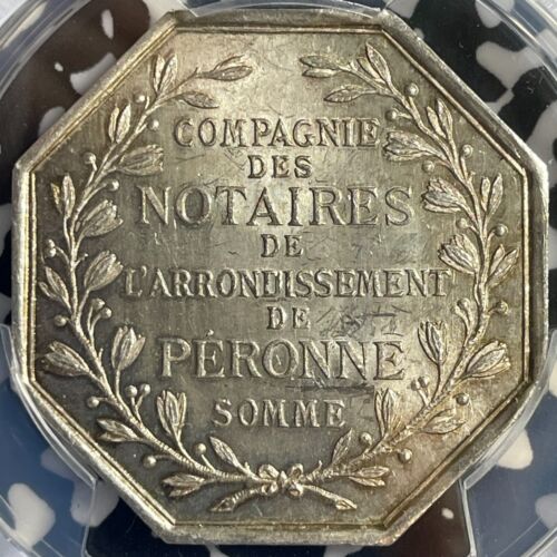 "1858" France Peronne Notaries Jeton PCGS MS63 Lot#G7744 Silver! Choice UNC! - Picture 4 of 4