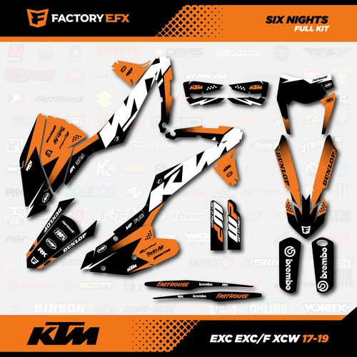 Orange Racing Graphics Kit fits KTM 17-19 EXC EXCF XCW 125 150 200 250 300 450 - Picture 2 of 5
