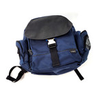 L.L. Bean Backpack Blue/Black Traveler Backpack/Laptop Bag Vinyl Flap Zip Pocket