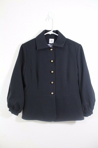 CAbi Jacket 4 Women's Abbott Blazer Black Gold Buttons Career Office #3027 - Picture 4 of 8