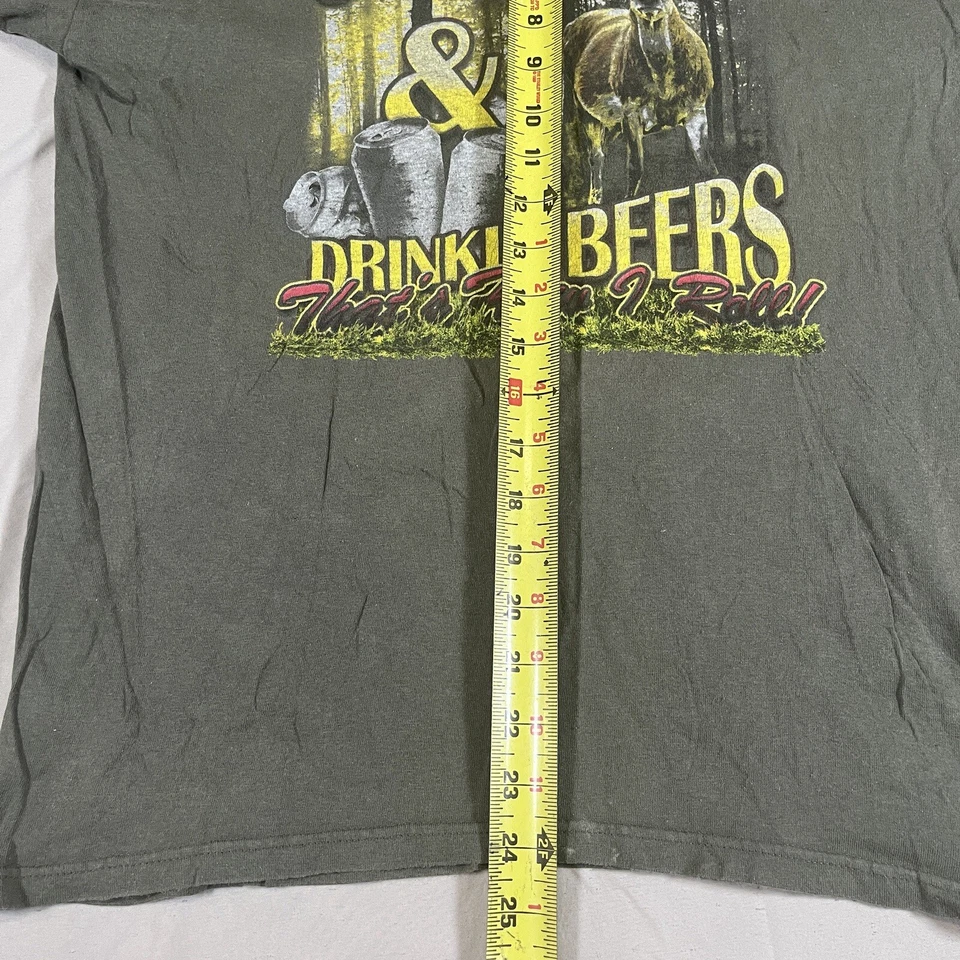 Футболка Shootin Deers & Drinkin Beers That's How I Roll - средний размер Винтажный серый/зеленый - Изображение 4 из 4