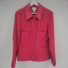 Womens Talbots Stretch Button Long Sleeve Jacket Velvet Style Size 12