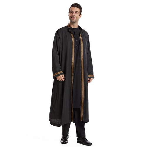 Saudi Thobe Jubba Men Muslim Open Robe Dishdasha Abaya Men Islamic Kaftan Thoub - Picture 21 of 60