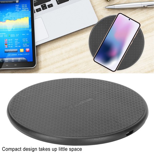 (Nero) Caricabatterie Wireless 5W Ricarica Rapida Pad Caricatore Telefono Cordless per S21 Fit - Foto 1 di 22