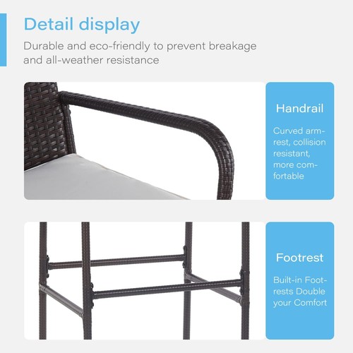 30" Patio Bar Stools Set of 2 Wicker Outdoor Bar Chairs Rattan Chairs Patio - Picture 6 of 7