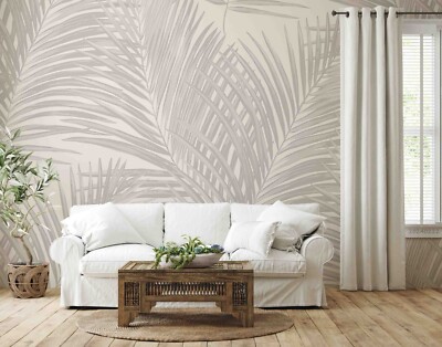 3D Gray Palm Leaf Texture Wall Murals Wallpaper Murals Wall Sticker