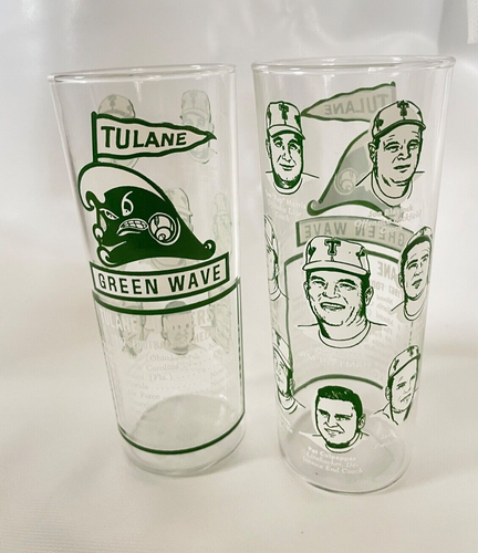 (4)Tulane University 1967 Green Wave Vintage Glass Football Schedule Jim Pittman - Picture 4 of 11
