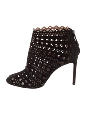 Alaia Black Suede Printed Stiletto Laser Cut Outs  ankle Boots Shoes Sz 37 7