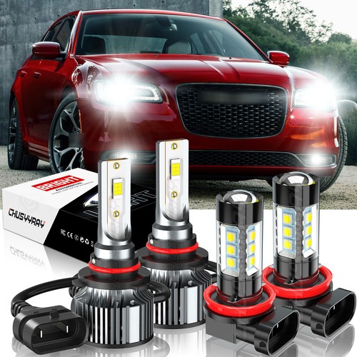 For 2011-2014 Chrysler 300 Led Headlight Hi/Lo+Fog light Combo Bulbs 4pcs white